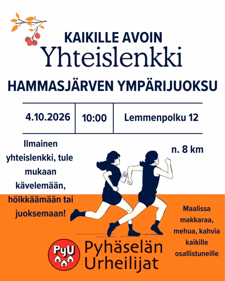 Hammasjärven ympärijuoksu/kävely su 4.10. klo 10, kokoontuminen Lemmenlavalle